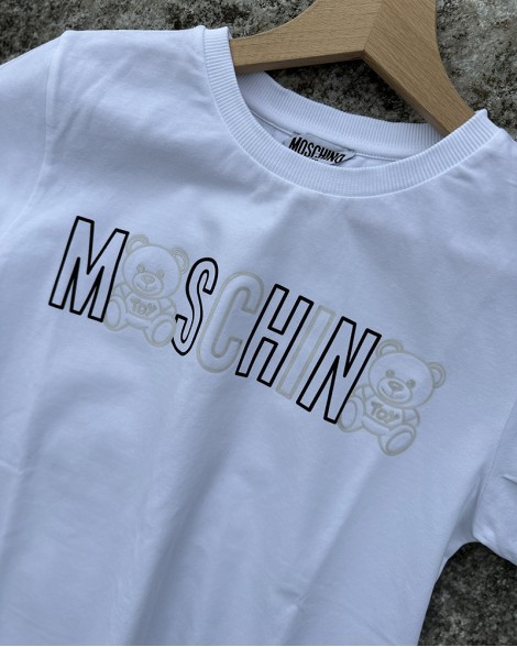 Triko dětské Moschino bílé s nápisem